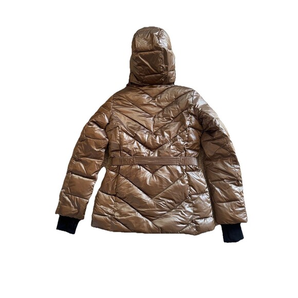 MICHAEL KORS  Women’s Brown Gold Hooded Puffer Belted Jacket Bubble Coat SZ XS - Picture 11 of 11